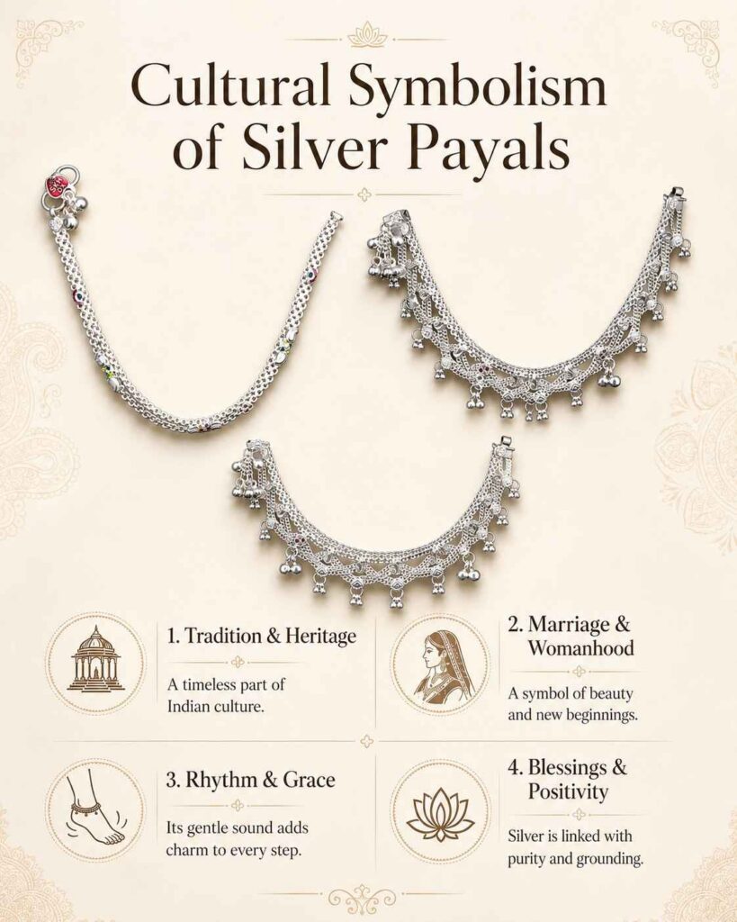 Cultural Symbolism of Silver Payals.
Silver payals are not just jewelry. they are connected with tradition, beauty, and emotions.