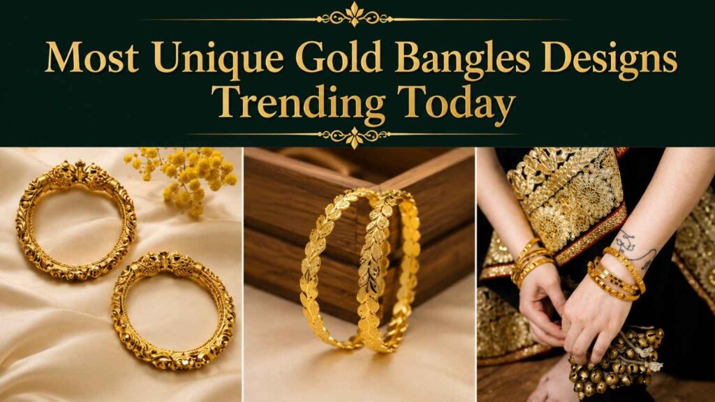 Most Unique Gold Bangles Designs Trending Today 
Most trending Unique Gold Bangle Designs have become more stylish, modern, and attractive than ever before. Women now prefer designs that represent a perfect blend of traditional beauty and modern fashion
