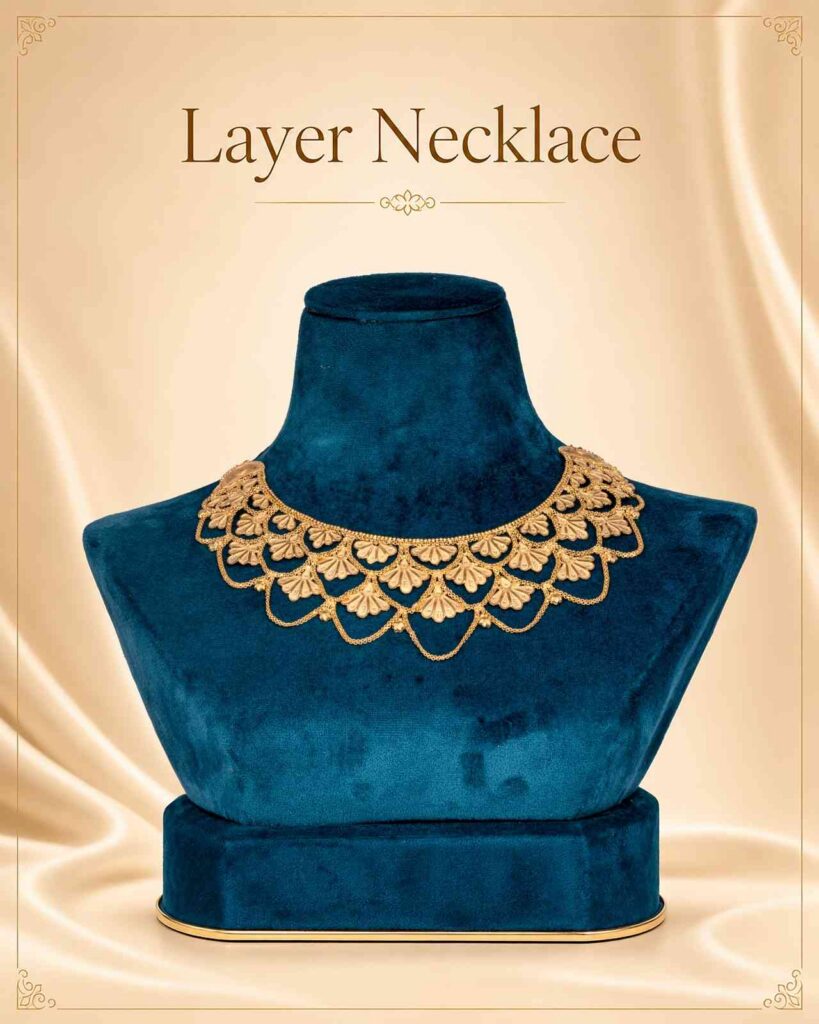 Layer Necklace.
Layered necklaces are very popular in today’s fashion trend because they give the look of multiple necklaces in one jewelry piece. You don’t need to combine different necklaces separately, and your outfit looks effortlessly fashionable.