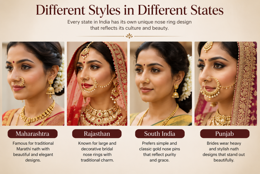 Different Styles in Different States Nose Pin Under 1000.