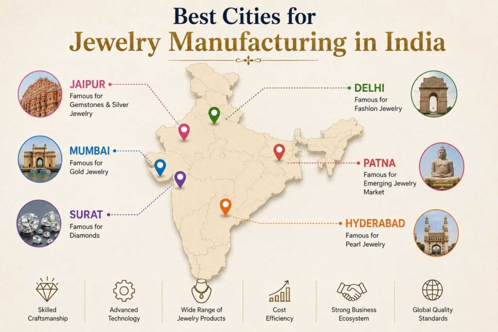 Best Cities for Jewelry Manufacturing Suppliers  in India