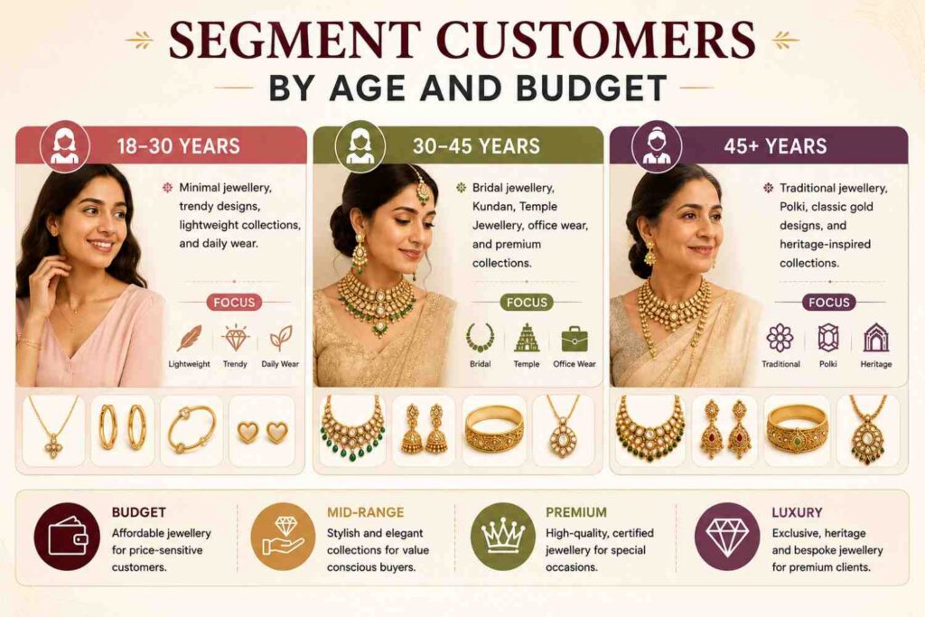 Segment Customers by Age and Budget is another proven strategy for how to increase jewellery shop sales